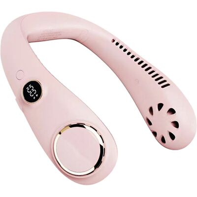 OEM Ventilatore Da Collo Portatile Ricaricabile Senza Pale, 3 Velocità Regolabili, Flusso D'Aria A 360°, Display Digitale A Led Rosa. OEM Ventilatore Da Collo Portatile Ricaricabile Senza Pale, 3 Velocità Regolabili, Flusso D'Aria A 360°, Display Digitale A Led Rosa.