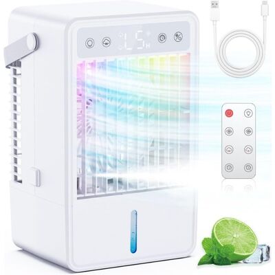 LIIYIELA Condizionatore D'Aria Portatile Con Serbatoio Dell'acqua Da 1500 Ml 5 Velocità E 2 Livelli Di Nebulizzazione Condizionatore D'Aria Portatile Con Telecomando Timer Di 10 Ore E Illuminazione A Led I LIIYIELA Condizionatore D'Aria Portatile Con Serbatoio Dell'acqua Da 1500 Ml 5 Velocità E 2 Livelli Di Nebulizzazione Condizionatore D'Aria Portatile Con Telecomando Timer Di 10 Ore E Illuminazione A Led I