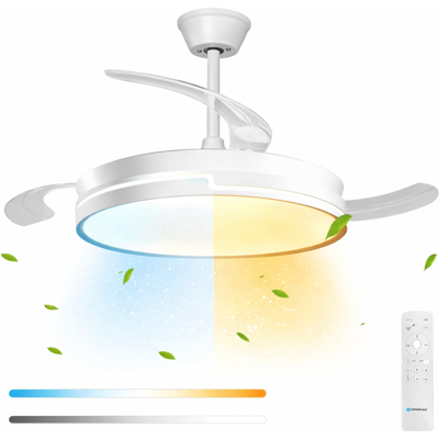 AIGOSTAR Ventilatore Da Soffitto Luce Dimmerabile 3 Pale Bianco Ø 107cm 54 Watt AIGOSTAR Ventilatore Da Soffitto Luce Dimmerabile 3 Pale Bianco Ø 107cm 54 Watt