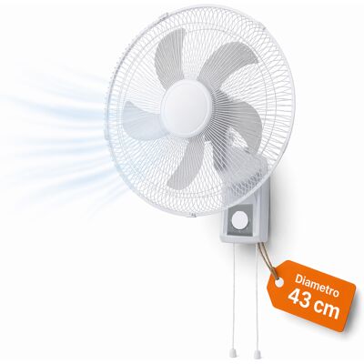 BAKAJI Ventilatore Da Muro 43cm Bianco Raffrescatore Silenzioso 3 Velocità A Parete BAKAJI Ventilatore Da Muro 43cm Bianco Raffrescatore Silenzioso 3 Velocità A Parete