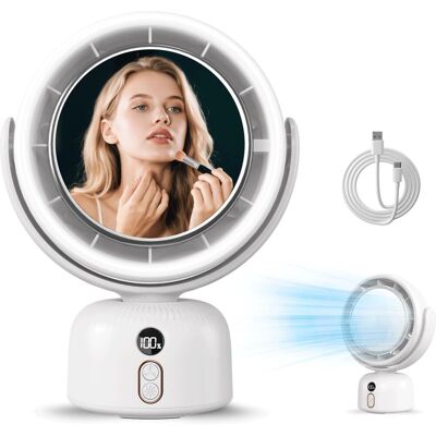 Neptune Mertturm Specchio Da Trucco Con Ventilatore E Luce, Usb 6000mah Ventilatore Portatile Per Il Trucco Per Uso Desktop, Silenzioso, Compatto, Specchio Rotante Automatico, 5 Velocità, 3 Livelli Di Luce, P Neptune Mertturm Specchio Da Trucco Con Ventilatore E Luce, Usb 6000mah Ventilatore Portatile Per Il Trucco Per Uso Desktop, Silenzioso, Compatto, Specchio Rotante Automatico, 5 Velocità, 3 Livelli Di Luce, P