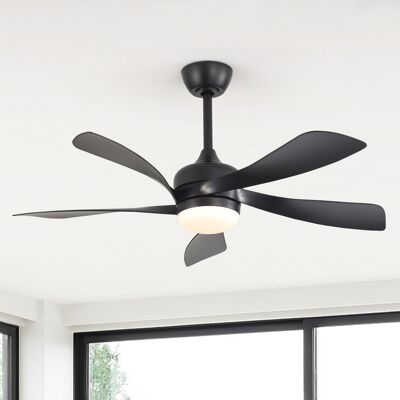 SOFUCOR Ventilatore Da Soffitto Moderno 114 Cm, Per Interni/esterni, Con Luce E Telecomando, Pale In Abs, Nero SOFUCOR Ventilatore Da Soffitto Moderno 114 Cm, Per Interni/esterni, Con Luce E Telecomando, Pale In Abs, Nero