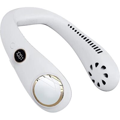 OEM Ventilatore Da Collo Portatile Ricaricabile Senza Pale, 3 Velocità Regolabili, Flusso D'Aria A 360°, Display Digitale A Led Bianco. OEM Ventilatore Da Collo Portatile Ricaricabile Senza Pale, 3 Velocità Regolabili, Flusso D'Aria A 360°, Display Digitale A Led Bianco.