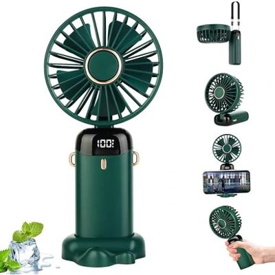 OEM Mini Ventilatore Portatile Con Display Lcd Digitale, Colore Verde. OEM Mini Ventilatore Portatile Con Display Lcd Digitale, Colore Verde.