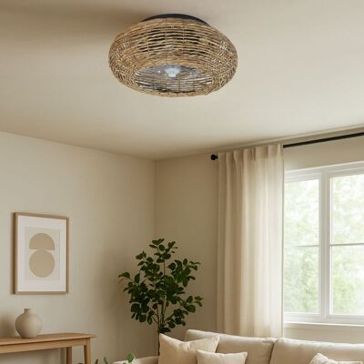 F-BRIGHT Ventilatore Da Soffitto In Rattan Con Luce – Motore A Corrente Continua E Telecomando F-BRIGHT Ventilatore Da Soffitto In Rattan Con Luce – Motore A Corrente Continua E Telecomando
