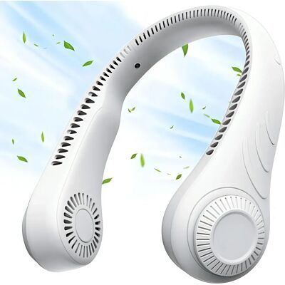 OEM Ventilatore Da Collo Portatile, Senza Pale, Con 3 Velocità, Alimentato Da Una Batteria Da 2500 Mah, Di Colore Bianco. OEM Ventilatore Da Collo Portatile, Senza Pale, Con 3 Velocità, Alimentato Da Una Batteria Da 2500 Mah, Di Colore Bianco.