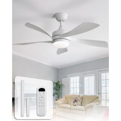 SOFUCOR Ventilatore Da Soffitto Moderno 114 Cm, Per Interni/esterni, Con Luce E Telecomando, Pale In Abs, Bianco SOFUCOR Ventilatore Da Soffitto Moderno 114 Cm, Per Interni/esterni, Con Luce E Telecomando, Pale In Abs, Bianco