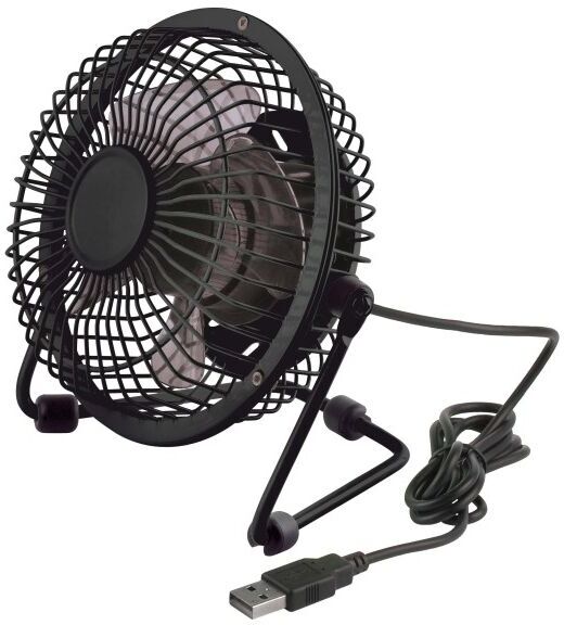 TRADE SHOP TRAESIO - Trade Shop - Mini Ventilatore a Pale Fan Usb In Metallo Con Interruttore Per Pc Notebook Nero