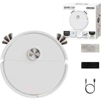 Madeira Mini Robot Aspirapolvere Ricaricabile Con Funzione Lavapavimenti, Macchina Compatta Per La Pulizia Dei Pavimenti, Colore Bianco. Madeira Mini Robot Aspirapolvere Ricaricabile Con Funzione Lavapavimenti, Macchina Compatta Per La Pulizia Dei Pavimenti, Colore Bianco.