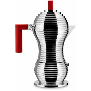 Alessi Pulcina MDL02/6 r - Caffettiera di Design in Fusione d'Alluminio e pa, 6 Tazze, Rosso -