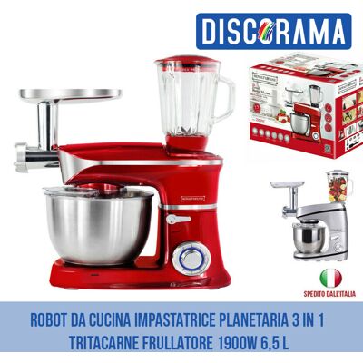 DISCORAMA Impastatrice Planetaria Robot Da Cucina Professionale 3 In 1 Tritacarne Frullatore 1900w 6,5l - ® (red) DISCORAMA Impastatrice Planetaria Robot Da Cucina Professionale 3 In 1 Tritacarne Frullatore 1900w 6,5l - ® (red)