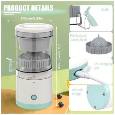 KEEMOTE Spremiagrumi Elettrico Multifunzionale, Estrattore Di Succo Ad Alta Resa Per Limoni, Arance E Pompelmi, Pressa Per Frutta Portatile Senza Fili Ricaricabile Tramite Usb, Ideale Per La Cucina E I Viaggi KEEMOTE Spremiagrumi Elettrico Multifunzionale, Estrattore Di Succo Ad Alta Resa Per Limoni, Arance E Pompelmi, Pressa Per Frutta Portatile Senza Fili Ricaricabile Tramite Usb, Ideale Per La Cucina E I Viaggi