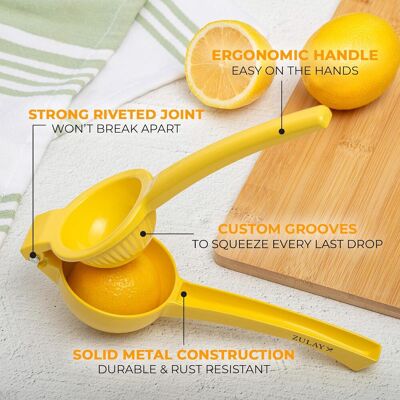 RICEEL Spremiagrumi Da Cucina In Metallo - Estrattore Di Limoni Portatile - Spremiagrumi Facile Da Usare - Pressione Manuale Per La Massima Estrazione Del Succo - Estrai Fino All'ultima Goccia RICEEL Spremiagrumi Da Cucina In Metallo - Estrattore Di Limoni Portatile - Spremiagrumi Facile Da Usare - Pressione Manuale Per La Massima Estrazione Del Succo - Estrai Fino All'ultima Goccia