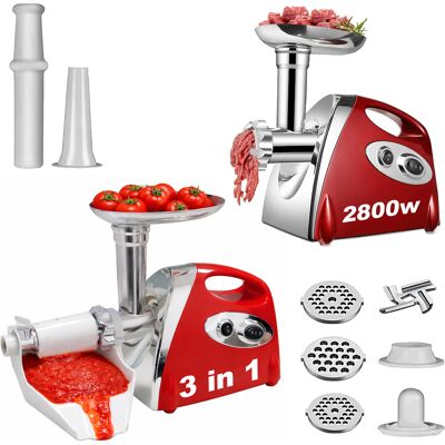 SOLEILUX Tritacarne Passapomodoro Elettrico 2800w Max 3 In 1 Con Spremipomodoro E Tritaverdure, 3 Dischi In Acciaio Inox + Accessorio Kubbe, Multifunzionale Per Carne E Verdure SOLEILUX Tritacarne Passapomodoro Elettrico 2800w Max 3 In 1 Con Spremipomodoro E Tritaverdure, 3 Dischi In Acciaio Inox + Accessorio Kubbe, Multifunzionale Per Carne E Verdure