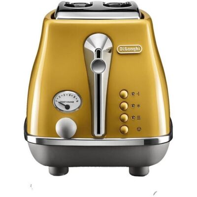 DeLonghi Tostapane Icona Capitals 2 Fette - 900w - Tostapane 3 Funzioni - Inclusa Funzione Riscaldamento Cornetti - Giallo DeLonghi Tostapane Icona Capitals 2 Fette - 900w - Tostapane 3 Funzioni - Inclusa Funzione Riscaldamento Cornetti - Giallo