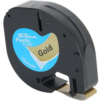 OEM Nastro Di Ricambio Per Etichettatrice Dymo Letratag, 12 Mm X 4 M, Nero Su Oro. OEM Nastro Di Ricambio Per Etichettatrice Dymo Letratag, 12 Mm X 4 M, Nero Su Oro.