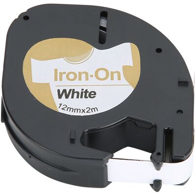OEM Nastro Adesivo Termoadesivo Nero Su Bianco Per Etichette In Tessuto, Compatibile Con Macchine Dymo, 12 Mm X 2 M. OEM Nastro Adesivo Termoadesivo Nero Su Bianco Per Etichette In Tessuto, Compatibile Con Macchine Dymo, 12 Mm X 2 M.