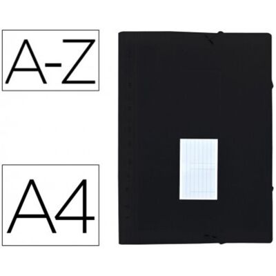 LIDERPAPEL Carpeta Clasificador Fuelle Polipropileno Din A4 Negro Opaco 13 Departamentos LIDERPAPEL Carpeta Clasificador Fuelle Polipropileno Din A4 Negro Opaco 13 Departamentos
