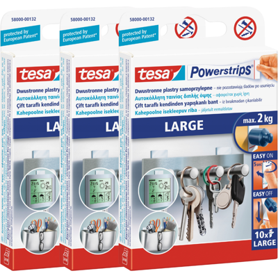 OEM Strisce Autoadesive Tesa Per Montaggio, Grandi, Fino A 2 Kg, Bianche, 10 Pezzi X 3 OEM Strisce Autoadesive Tesa Per Montaggio, Grandi, Fino A 2 Kg, Bianche, 10 Pezzi X 3