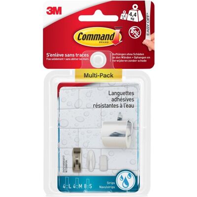3M Command W17200 17024vpfgn Strisce Impermeabili In Multipack, 8 S M + 4 X Taglia L, Bianco-varie, Standard 3M Command W17200 17024vpfgn Strisce Impermeabili In Multipack, 8 S M + 4 X Taglia L, Bianco-varie, Standard