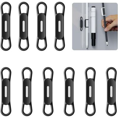 WUIPEO Confezione Da 10 Clip Magnetiche In Silicone Per Penne. Ideali Per Penne A Gel O Pennarelli Cancellabili A Secco, Compatibili Con Scrivanie, Frigoriferi E Lavagne Bianche (nero). WUIPEO Confezione Da 10 Clip Magnetiche In Silicone Per Penne. Ideali Per Penne A Gel O Pennarelli Cancellabili A Secco, Compatibili Con Scrivanie, Frigoriferi E Lavagne Bianche (nero).