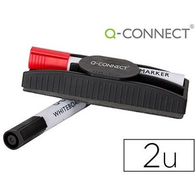 Q-CONNECT Borrador Magnetico Con Rotulador Rojo Y Negro Para Pizarra Blanca Q-CONNECT Borrador Magnetico Con Rotulador Rojo Y Negro Para Pizarra Blanca