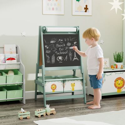 PZCC Cavalletto Per Bambini 3 In 1, Lavagna Bifacciale Bianca E Nera, Con Rotolo Di Carta, 54 X 46 X 94 Cm, Verde. PZCC Cavalletto Per Bambini 3 In 1, Lavagna Bifacciale Bianca E Nera, Con Rotolo Di Carta, 54 X 46 X 94 Cm, Verde.