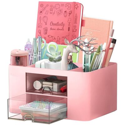 ARNAULT Organizer Da Scrivania A 7 Scomparti - Portapenne - Organizer Da Scrivania Con Cassetto - Multifunzionale - Per Ufficio, Casa, Scuola - Salvaspazio - Rosa ARNAULT Organizer Da Scrivania A 7 Scomparti - Portapenne - Organizer Da Scrivania Con Cassetto - Multifunzionale - Per Ufficio, Casa, Scuola - Salvaspazio - Rosa