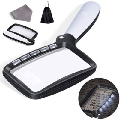 OEM Lente D'Ingrandimento Rettangolare Con 5 Luci Led, Lente D'Ingrandimento 3x Di Grande Formato Con Led Dimmerabili Per Anziani, Giornali, Libri E Caratteri Piccoli OEM Lente D'Ingrandimento Rettangolare Con 5 Luci Led, Lente D'Ingrandimento 3x Di Grande Formato Con Led Dimmerabili Per Anziani, Giornali, Libri E Caratteri Piccoli