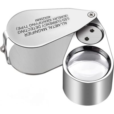 OEM Lente D'Ingrandimento Per Gioielli, Ingrandimento 40x, In Metallo, Pieghevole, Ideale Per Ingrandire Diamanti, Gioielli, Monete, Francobolli, Ecc. OEM Lente D'Ingrandimento Per Gioielli, Ingrandimento 40x, In Metallo, Pieghevole, Ideale Per Ingrandire Diamanti, Gioielli, Monete, Francobolli, Ecc.