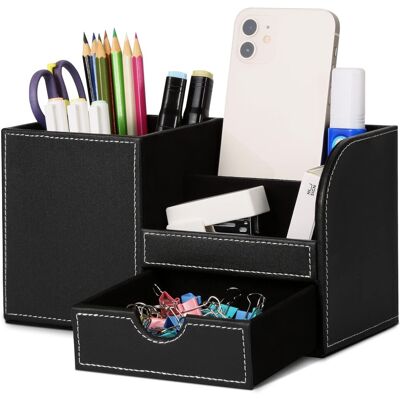 ARNAULT Organizer Da Scrivania, Organizer Da Scrivania In Pelle, Portapenne Salvaspazio, Portapenne, 4 Scomparti Per Penne, Cucitrici, Raccoglitori, Post-it, Telefoni (nero) ARNAULT Organizer Da Scrivania, Organizer Da Scrivania In Pelle, Portapenne Salvaspazio, Portapenne, 4 Scomparti Per Penne, Cucitrici, Raccoglitori, Post-it, Telefoni (nero)