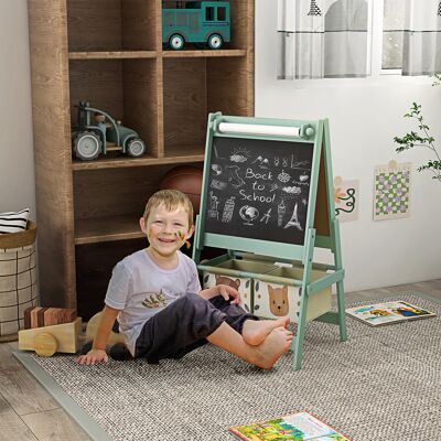 PZCC Cavalletto Per Bambini Con Lavagna Bianca, Lavagna A Doppia Faccia, Rotolo Di Carta, 2 Cestini, 54 X 46,5 X 93 Cm, Verde PZCC Cavalletto Per Bambini Con Lavagna Bianca, Lavagna A Doppia Faccia, Rotolo Di Carta, 2 Cestini, 54 X 46,5 X 93 Cm, Verde
