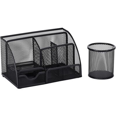 OEM Organizzatore Da Scrivania E Supporto Per Laptop Con Cassetti E 6 Scomparti In Rete Metallica Nera. Ideale Per Riporre Penne, Post-it, Graffette E Cucitrici. Include Un Portapenne Rotondo. OEM Organizzatore Da Scrivania E Supporto Per Laptop Con Cassetti E 6 Scomparti In Rete Metallica Nera. Ideale Per Riporre Penne, Post-it, Graffette E Cucitrici. Include Un Portapenne Rotondo.