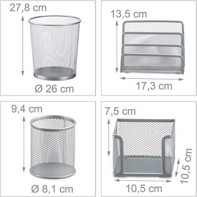 HELLOSHOP26 Set Di 4 Articoli Per Ufficio In Metallo Organizer Per La Posta, Blocchetto Per Appunti, Portapenne, Cestino Per La Carta, Grigio 130002463 HELLOSHOP26 Set Di 4 Articoli Per Ufficio In Metallo Organizer Per La Posta, Blocchetto Per Appunti, Portapenne, Cestino Per La Carta, Grigio 130002463