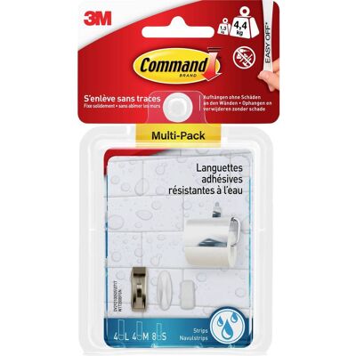 3M Command W17200 17024vpfgn Strisce Impermeabili In Multipack, 8 S M + 4 X Taglia L, Bianco-varie, Standard 3M Command W17200 17024vpfgn Strisce Impermeabili In Multipack, 8 S M + 4 X Taglia L, Bianco-varie, Standard