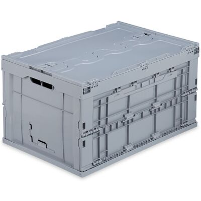 RELAXDAYS - 4x Cassetta Pieghevole, Stabile, Da Lavoro, Plastica Resistente, Scatola Portaoggetti 60l, Hlp 32,5x58,5x39,5cm, Grigio RELAXDAYS - 4x Cassetta Pieghevole, Stabile, Da Lavoro, Plastica Resistente, Scatola Portaoggetti 60l, Hlp 32,5x58,5x39,5cm, Grigio