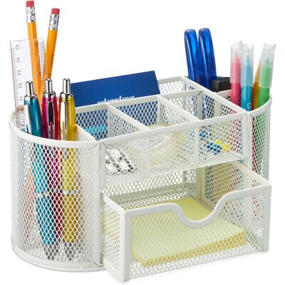 RELAXDAYS Portaoggetti Da Scrivania, Casa & Ufficio, Portapenne & Cassetto, Organizer In Metallo, 10,5x22x11 Cm, Bianco - RELAXDAYS Portaoggetti Da Scrivania, Casa & Ufficio, Portapenne & Cassetto, Organizer In Metallo, 10,5x22x11 Cm, Bianco -