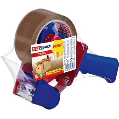 Tesa Confezione Strong E Dispenser Manuale In Set Con 1 Rotolo Di Nastro Adesivo Silenzioso Per Pacchetti, Marrone, 66 M X 50 Mm Tesa Confezione Strong E Dispenser Manuale In Set Con 1 Rotolo Di Nastro Adesivo Silenzioso Per Pacchetti, Marrone, 66 M X 50 Mm