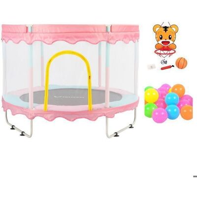 OEM Foxsport Trampolino Per Bambini, 150×150×110cm Con Canestro Da Basket, Cuscino Rimbalzante, Protezione Dei Bordi, Carico 100kg Rosa OEM Foxsport Trampolino Per Bambini, 150×150×110cm Con Canestro Da Basket, Cuscino Rimbalzante, Protezione Dei Bordi, Carico 100kg Rosa