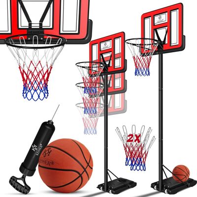 KESSER - Canestro Premium Con Supporto Rulli Incl. Pallacanestro + Pompa Altezza Canestro Regolabile Da 230 A 305 Cm Sistema Canestro Regolabile In Altezza Outdoor Rosso KESSER - Canestro Premium Con Supporto Rulli Incl. Pallacanestro + Pompa Altezza Canestro Regolabile Da 230 A 305 Cm Sistema Canestro Regolabile In Altezza Outdoor Rosso