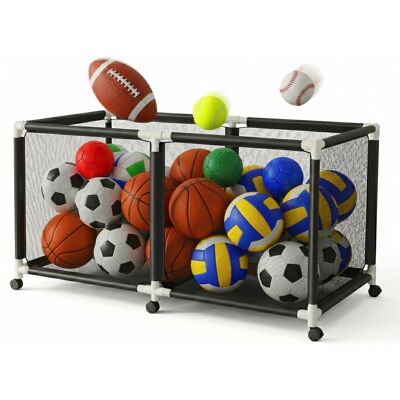 RELAXDAYS Carrello Contenitore Porta Palloni Multiuso Con Ruote, Hlp: 85 X 160 X 78 Cm, Per Calcio, Basket, Pallavolo RELAXDAYS Carrello Contenitore Porta Palloni Multiuso Con Ruote, Hlp: 85 X 160 X 78 Cm, Per Calcio, Basket, Pallavolo