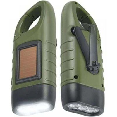 OEM Torcia Solare Ricaricabile (confezione Da 2), Torcia A Led Di Emergenza A Dinamo Con Manovella E Moschettone Per Escursionismo, Viaggi, Campeggio, Arrampicata, Verde Militare OEM Torcia Solare Ricaricabile (confezione Da 2), Torcia A Led Di Emergenza A Dinamo Con Manovella E Moschettone Per Escursionismo, Viaggi, Campeggio, Arrampicata, Verde Militare