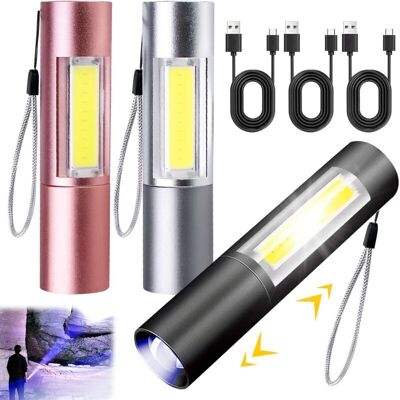 OEM Torcia A Led Ricaricabile Tramite Usb, Set Da 3 Pezzi, Torcia A Led Ultra Potente Con Zoom, Torcia Tattica, 3 Modalità Di Illuminazione, Impermeabile, Torcia Per Uso Domestico, Campeggio, Escursionism OEM Torcia A Led Ricaricabile Tramite Usb, Set Da 3 Pezzi, Torcia A Led Ultra Potente Con Zoom, Torcia Tattica, 3 Modalità Di Illuminazione, Impermeabile, Torcia Per Uso Domestico, Campeggio, Escursionism