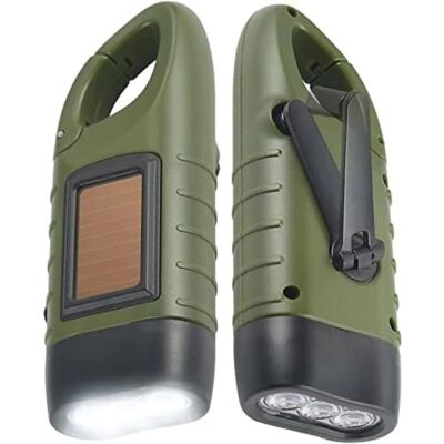 OEM Torcia Solare Ricaricabile (confezione Da 2), Torcia A Led Di Emergenza A Dinamo Con Manovella E Moschettone Per Escursionismo, Viaggi, Campeggio, Arrampicata, Verde Militare OEM Torcia Solare Ricaricabile (confezione Da 2), Torcia A Led Di Emergenza A Dinamo Con Manovella E Moschettone Per Escursionismo, Viaggi, Campeggio, Arrampicata, Verde Militare