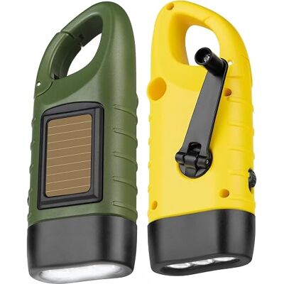 OEM Set Di 2 Torce A Led Ricaricabili A Manovella - Torcia A Led Solare - Torcia A Manovella - Impermeabile - Luce Di Emergenza - Portatile - Giallo E Verde OEM Set Di 2 Torce A Led Ricaricabili A Manovella - Torcia A Led Solare - Torcia A Manovella - Impermeabile - Luce Di Emergenza - Portatile - Giallo E Verde