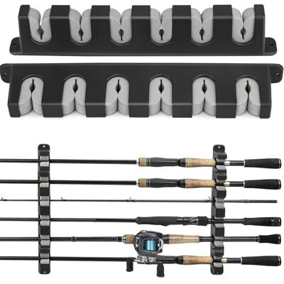 XISRENS Porta Canne Da Pesca A Parete – Installazione Semplice Con Viti Ad Espansione – Può Contenere Fino A 6 Canne – Materiale Abs Resistente Alla Corrosione – Ideale Per Garage E Rimessaggio Barche XISRENS Porta Canne Da Pesca A Parete – Installazione Semplice Con Viti Ad Espansione – Può Contenere Fino A 6 Canne – Materiale Abs Resistente Alla Corrosione – Ideale Per Garage E Rimessaggio Barche