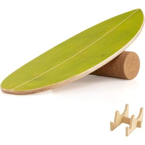 COSTWAY Tavola Di Equilibrio In Legno Con Rullo In Sughero E Supporto Per Allenamento,verde COSTWAY Tavola Di Equilibrio In Legno Con Rullo In Sughero E Supporto Per Allenamento,verde