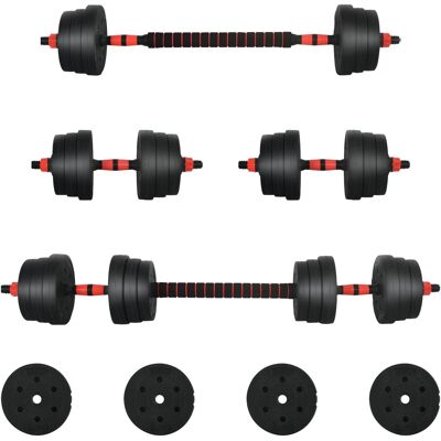 VIDAXL Set Di Manubri 2-in-1 30kg Nero E Rosso VIDAXL Set Di Manubri 2-in-1 30kg Nero E Rosso