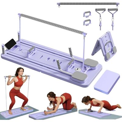 OEM Mini Kit Reformer Pilates Con Barra Pilates E Bande Elastiche, Tavola Pilates Multifunzionale Per Uso Domestico, Rullo Addominale, Attrezzatura Per Allenamento, Viola OEM Mini Kit Reformer Pilates Con Barra Pilates E Bande Elastiche, Tavola Pilates Multifunzionale Per Uso Domestico, Rullo Addominale, Attrezzatura Per Allenamento, Viola