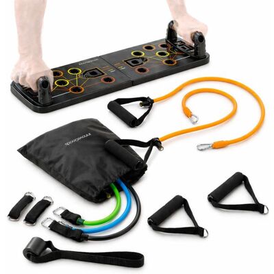 INNOVAGOODS Pack Fitness - - Pulsher - Panca Per Flessioni + Bande Di Resistenza - 3 Livelli - Antiscivolo INNOVAGOODS Pack Fitness - - Pulsher - Panca Per Flessioni + Bande Di Resistenza - 3 Livelli - Antiscivolo
